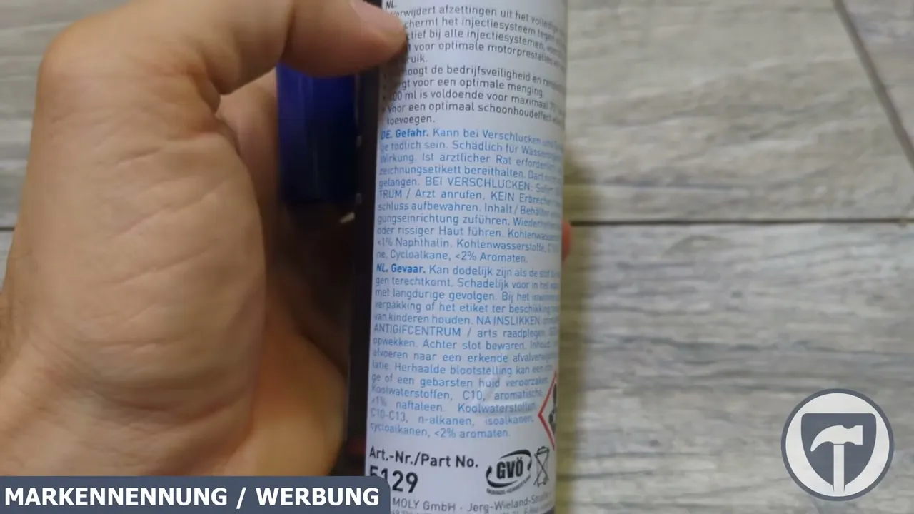 Am Dosenboden ist die LIQUI MOLY Artikelnummer 5129 für das 300-ml-Benzinadditiv ausgewiesen.