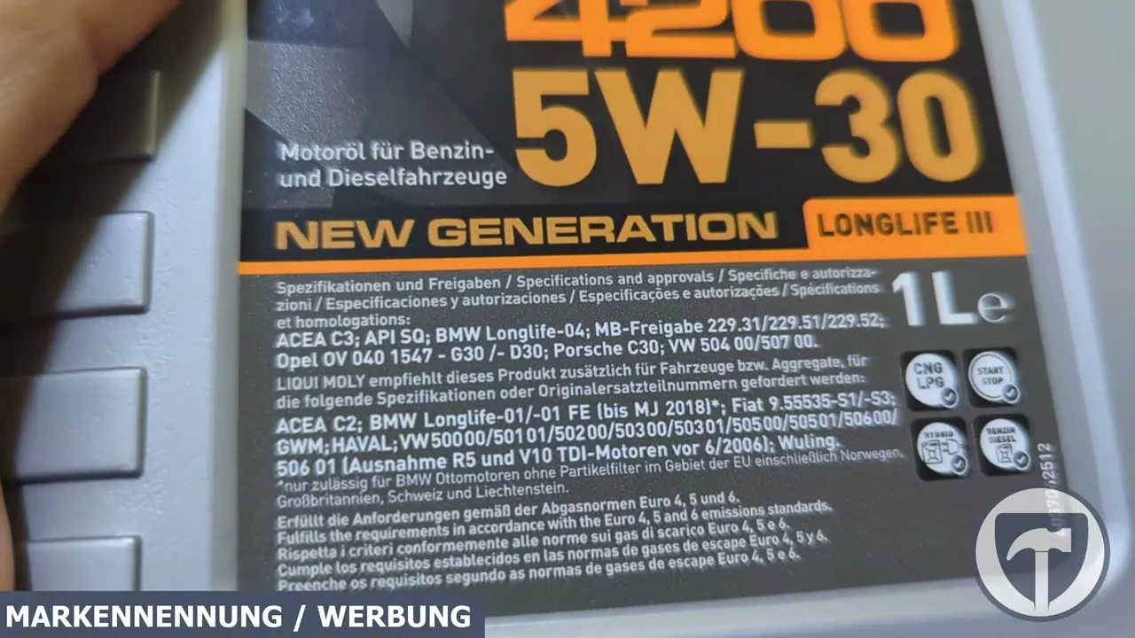 Das Motoröl verfügt über zahlreiche Freigaben namhafter Hersteller wie VW, BMW, Mercedes und Porsche.
